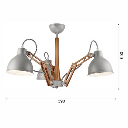 Loftlampe MARCELLO 3xE27/60W/230V bøg - FSC certificeret