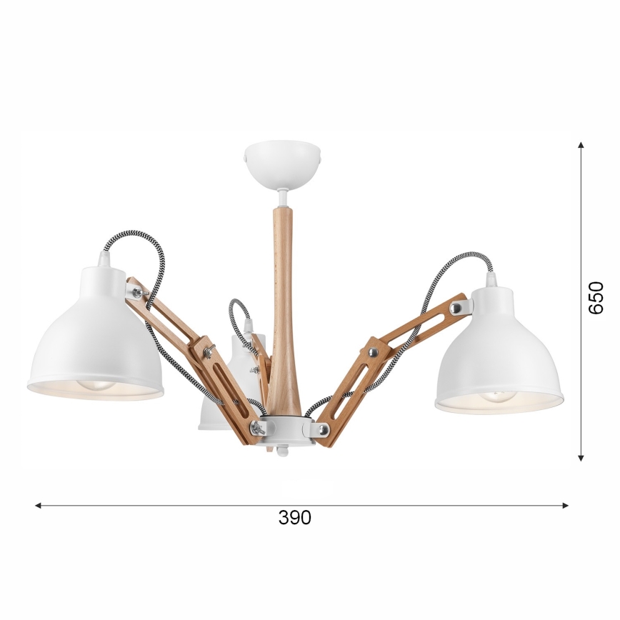 Loftlampe MARCELLO 3xE27/60W/230V bøg