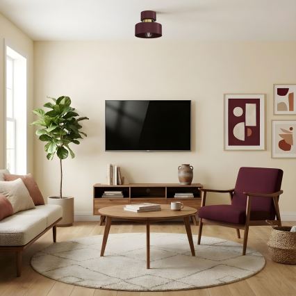 Loftlampe MARTI 1xE27/15W/230V Ø 20,5 cm bordeaux/guld