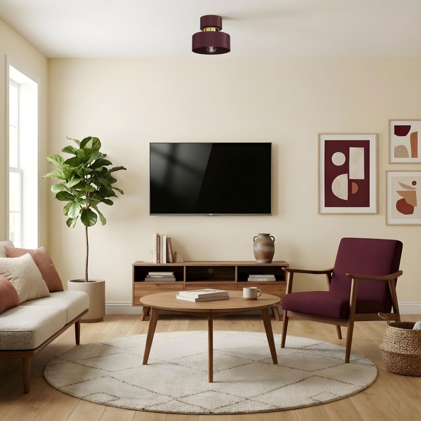 Loftlampe MARTI 1xE27/15W/230V Ø 20,5 cm bordeaux/guld