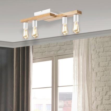 Loftlampe MATTE 4xE27/15W/230V hvid/eg