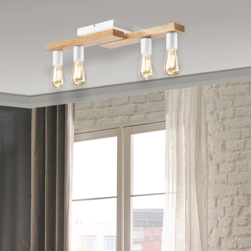 Loftlampe MATTE 4xE27/15W/230V hvid/eg