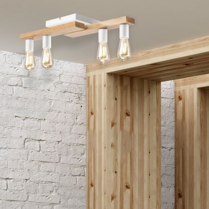 Loftlampe MATTE 4xE27/15W/230V hvid/eg