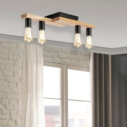 Loftlampe MATTE 4xE27/15W/230V sort/eg