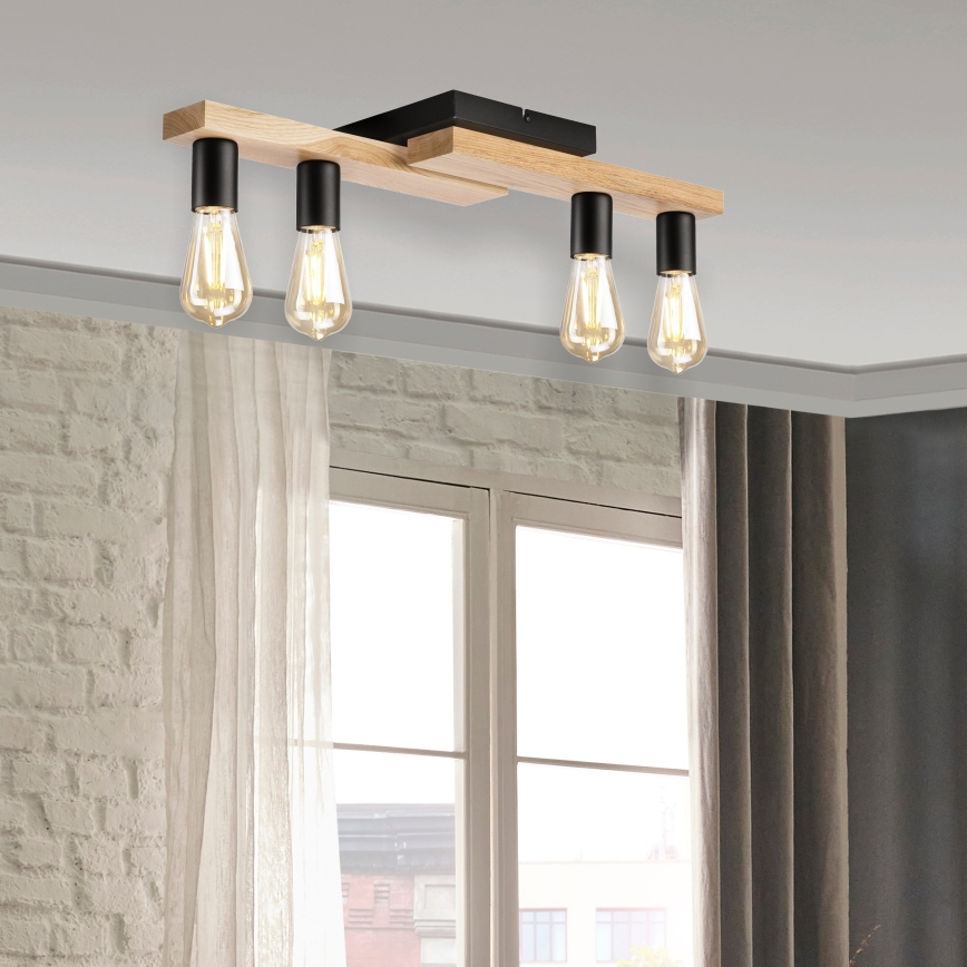 Loftlampe MATTE 4xE27/15W/230V sort/eg