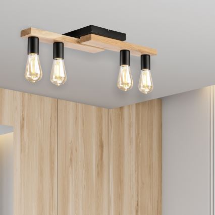 Loftlampe MATTE 4xE27/15W/230V sort/eg