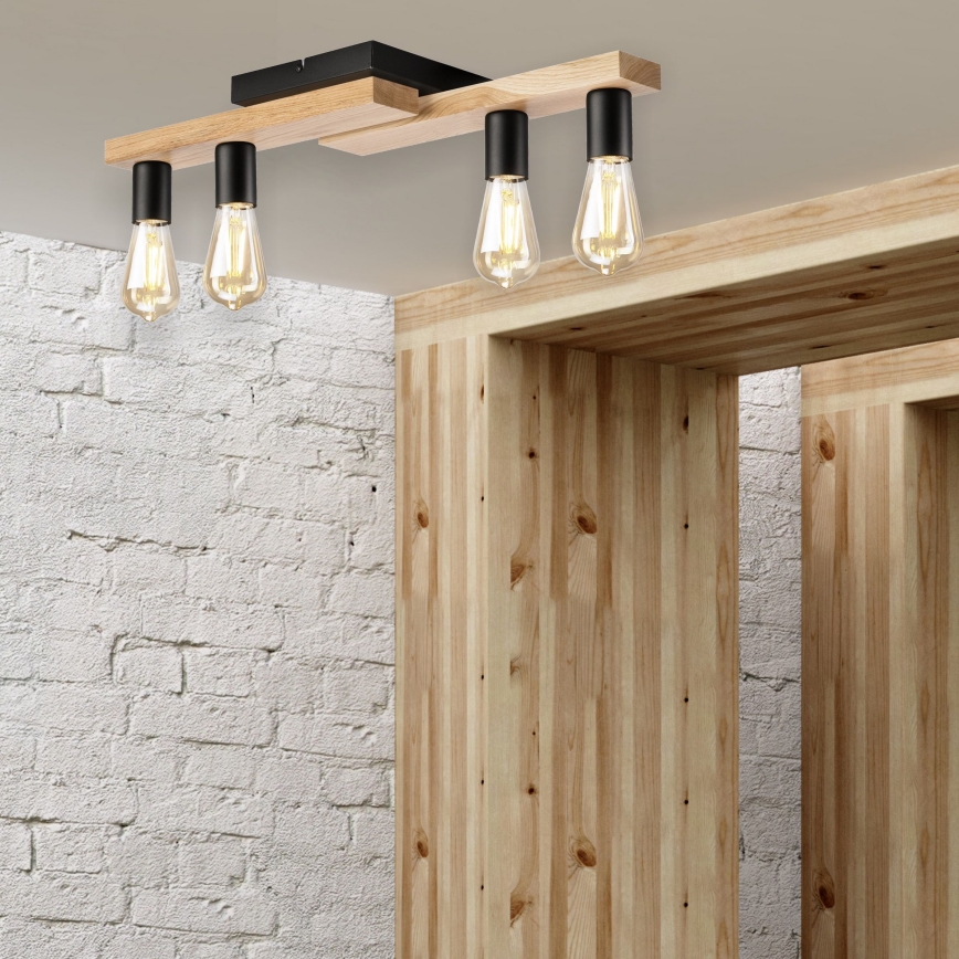 Loftlampe MATTE 4xE27/15W/230V sort/eg