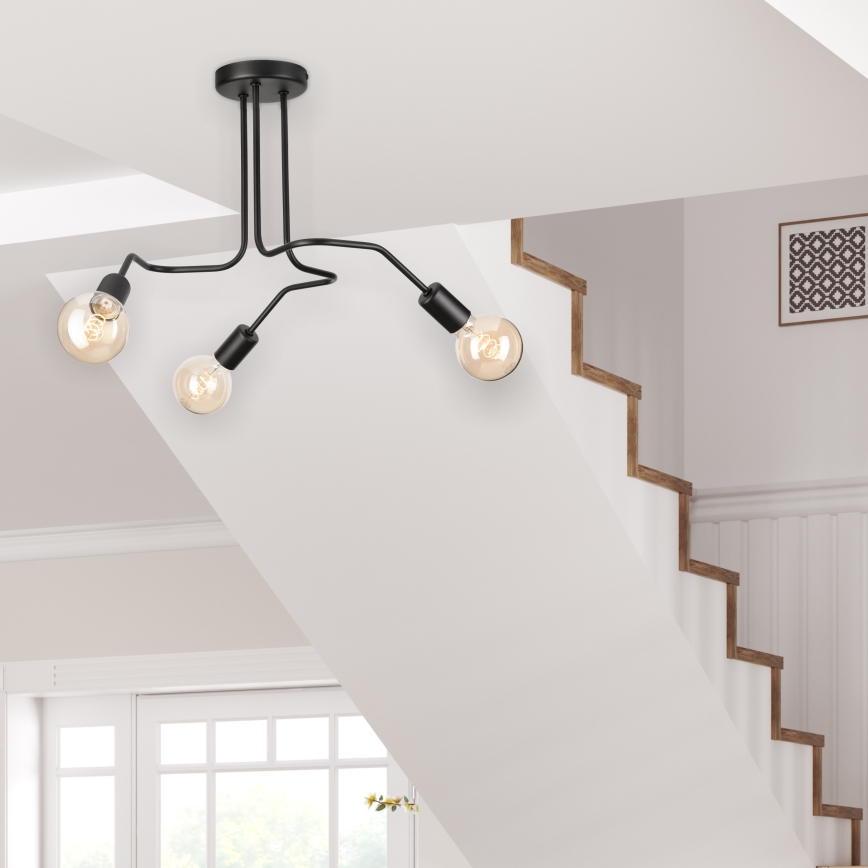 Loftlampe MATYLDA 3xE27/60W/230V sort