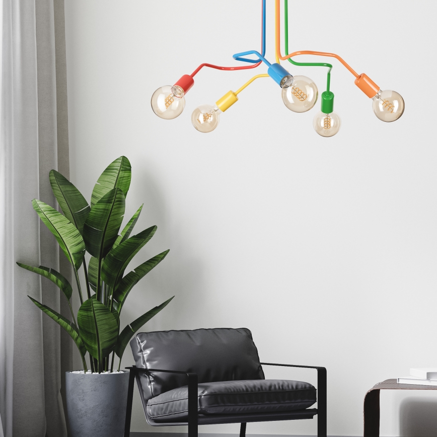 Loftlampe MATYLDA 5xE27/60W/230V farverig