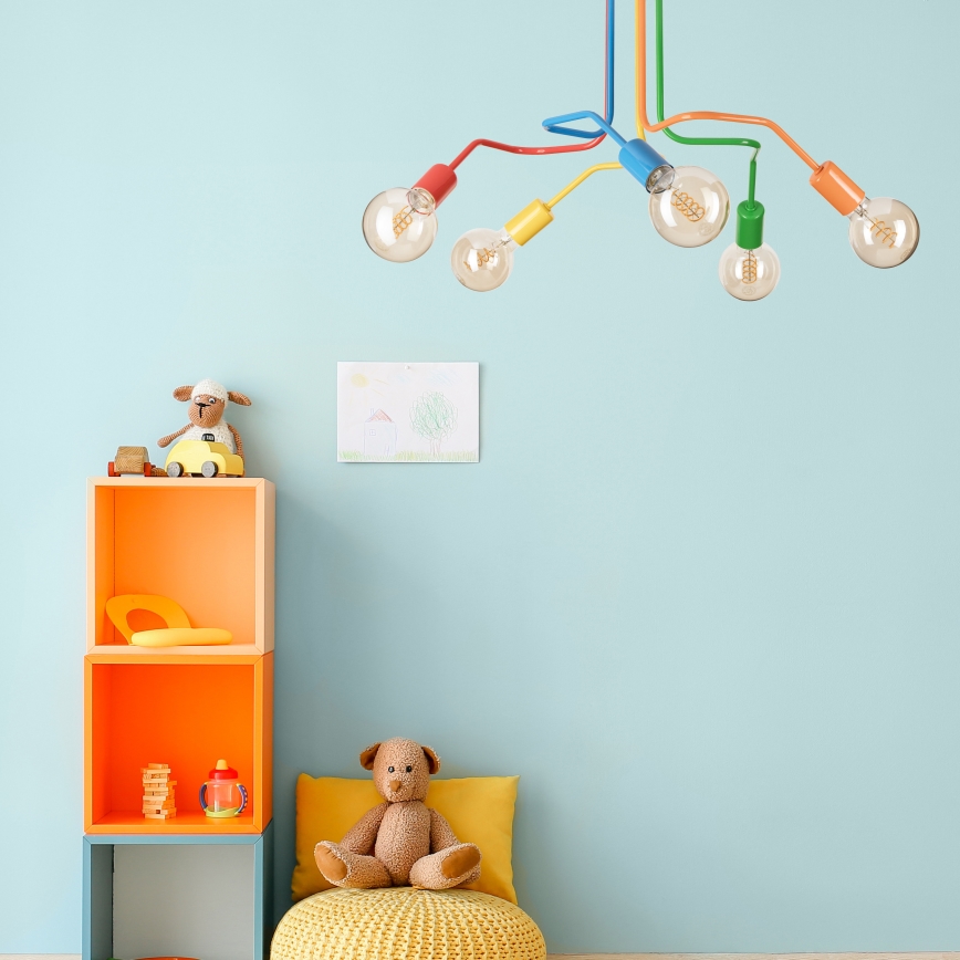 Loftlampe MATYLDA 5xE27/60W/230V farverig