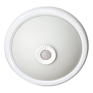 Loftlampe med bevægelses- og skumringssensor 2xE27/40W/230V Ø 30 cm hvid