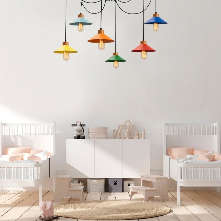 Loftlampe med kabel MANAVGAT 6xE27/40W/230V, multiarmet, flerfarvet