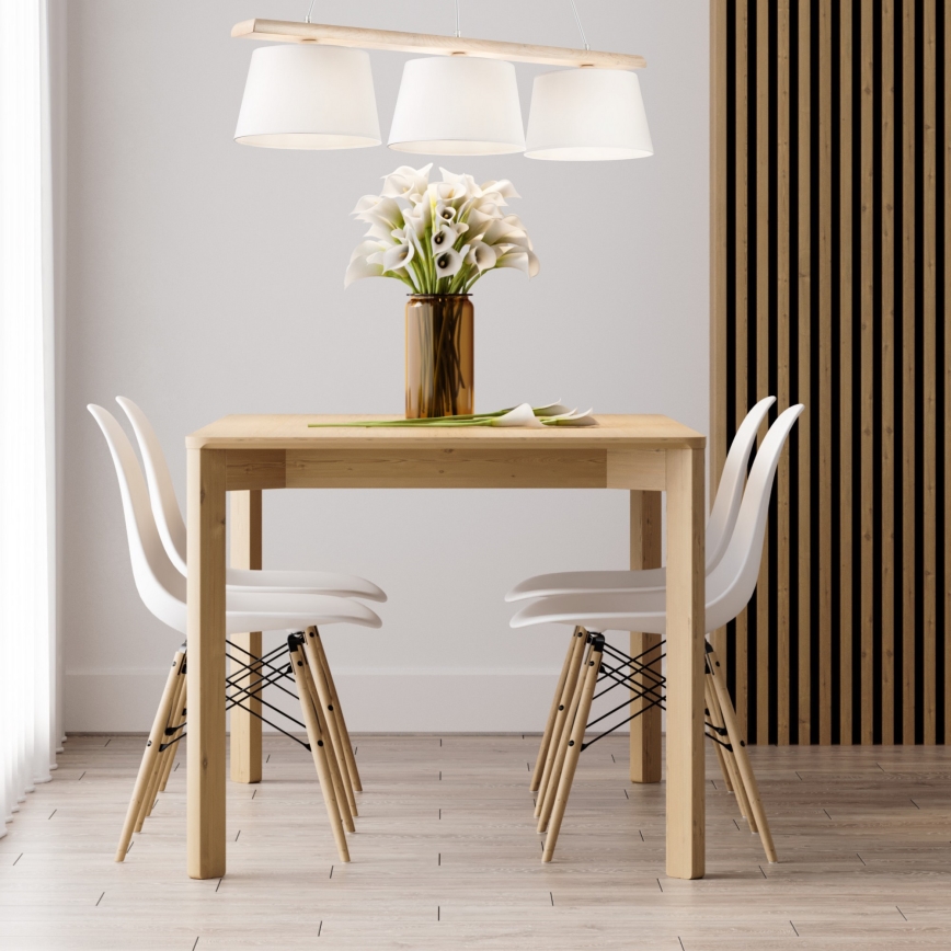 Loftlampe med ledning AIDA 3xE27/60W/230V Ø 25 cm eg/hvid