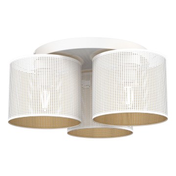 Loftlampe med loftbeslag SHADE 3xE27/60W/230V hvid/guld