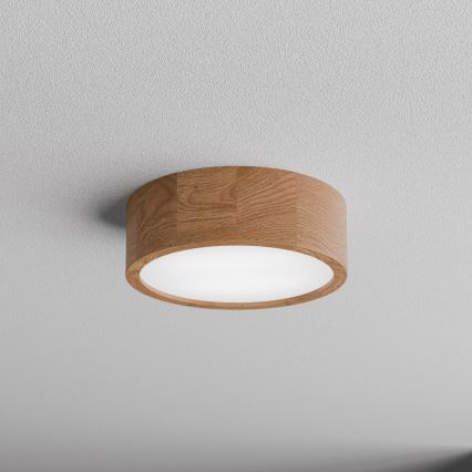 Loftlampe CLEO med bevægelses- og dæmringssensor, 2xE27/24W/230V, Ø 27,5 cm, i eg