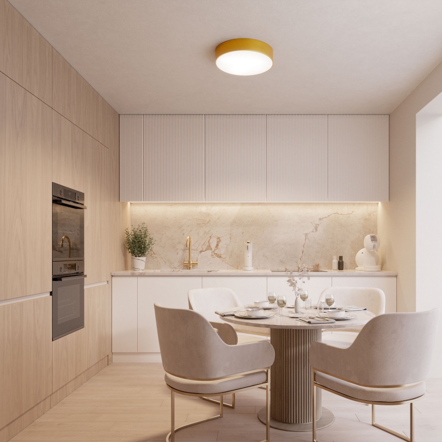 Loftlampe med bevægelses- og skumringssensor CLEO 2xE27/24W/230V Ø 30 cm guld