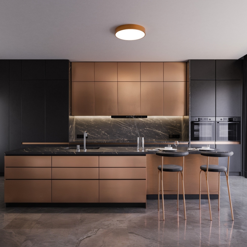 Loftlampe med bevægelses- og skumringssensor CLEO 3xE27/24W/230V Ø 40 cm kobberfarvet