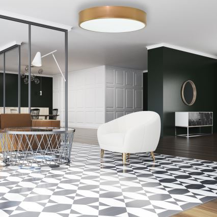 Loftlampe med bevægelses- og skumringssensor CLEO 4xE27/24W/230V Ø 50 cm guld