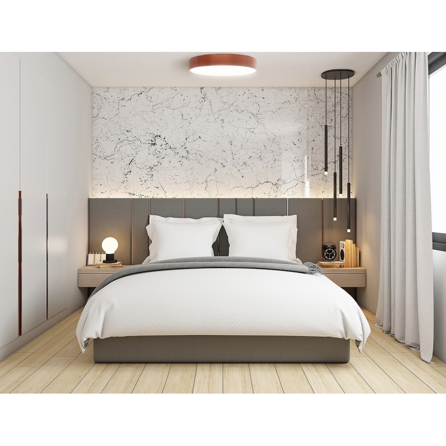 Loftlampe med bevægelses- og skumringssensor CLEO 4xE27/24W/230V Ø 50 cm kobberfarvet