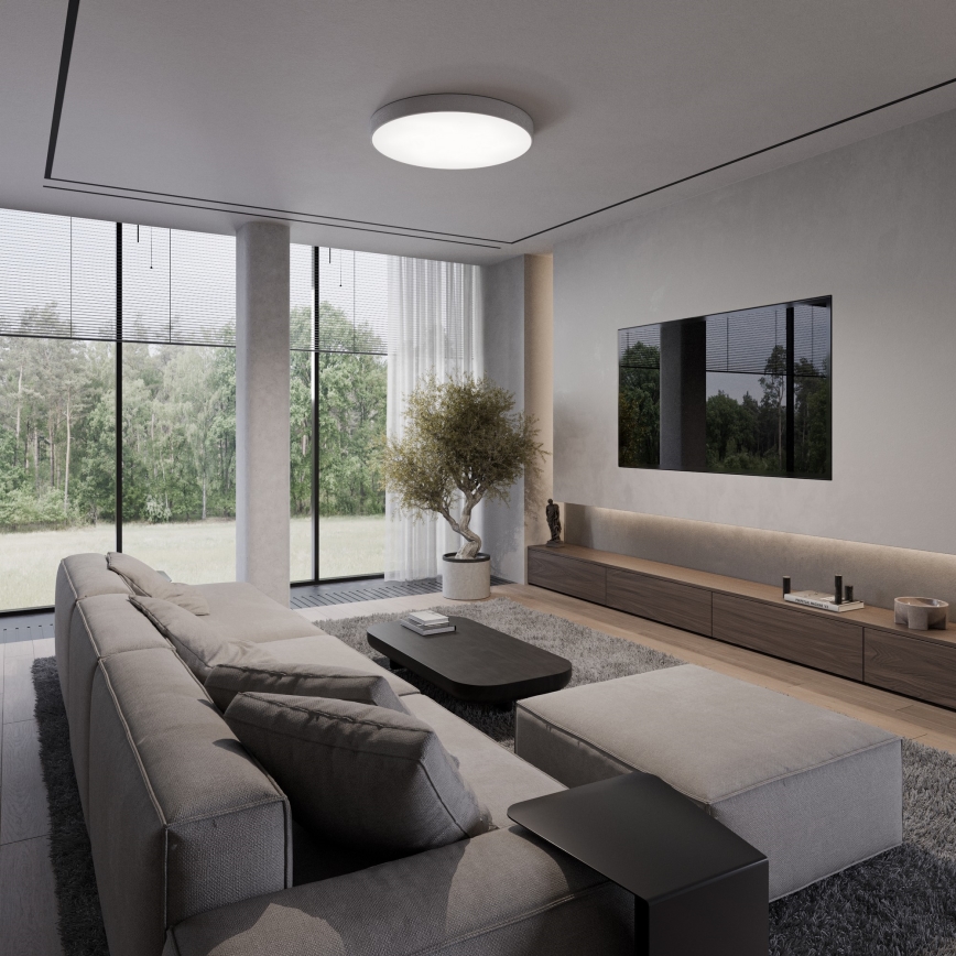 Loftlampe med bevægelses- og skumringssensor CLEO 5xE27/24W/230V Ø 60 cm grå