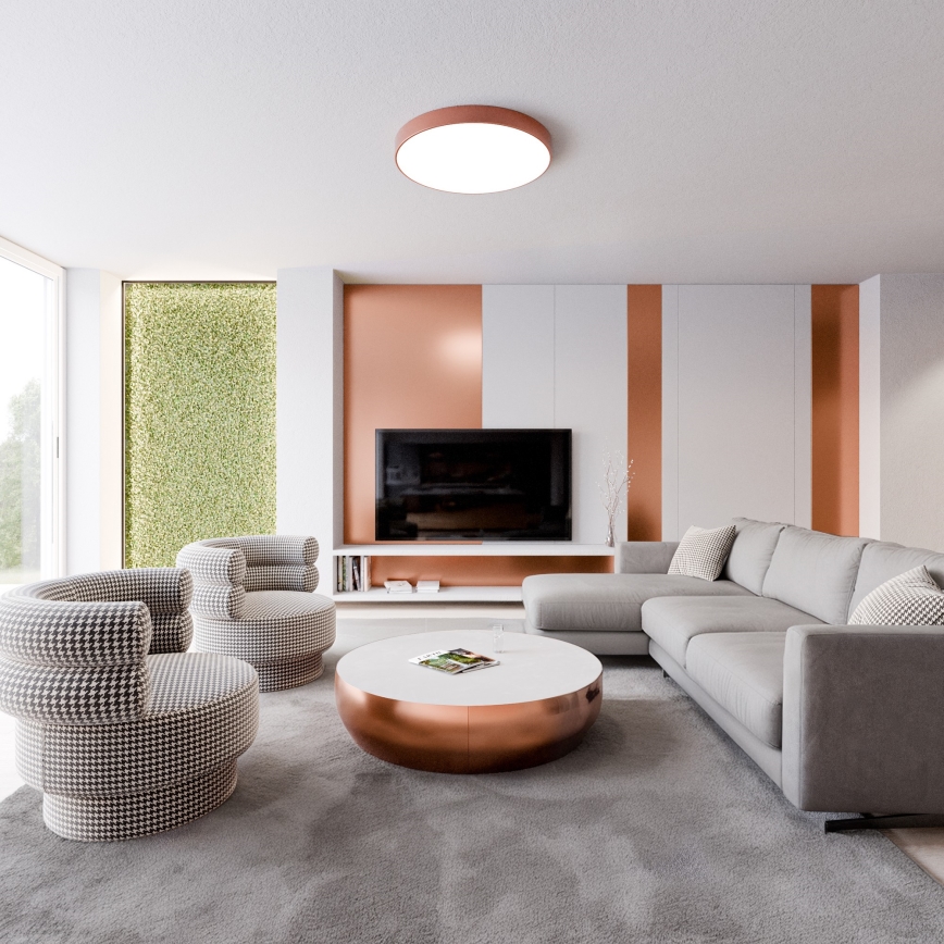 Loftlampe med bevægelses- og skumringssensor CLEO 5xE27/24W/230V Ø 60 cm kobberfarvet