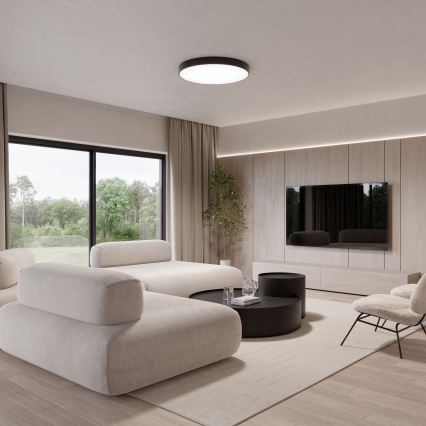 Loftlampe med bevægelses- og skumringssensor CLEO 5xE27/24W/230V Ø 60 cm sort