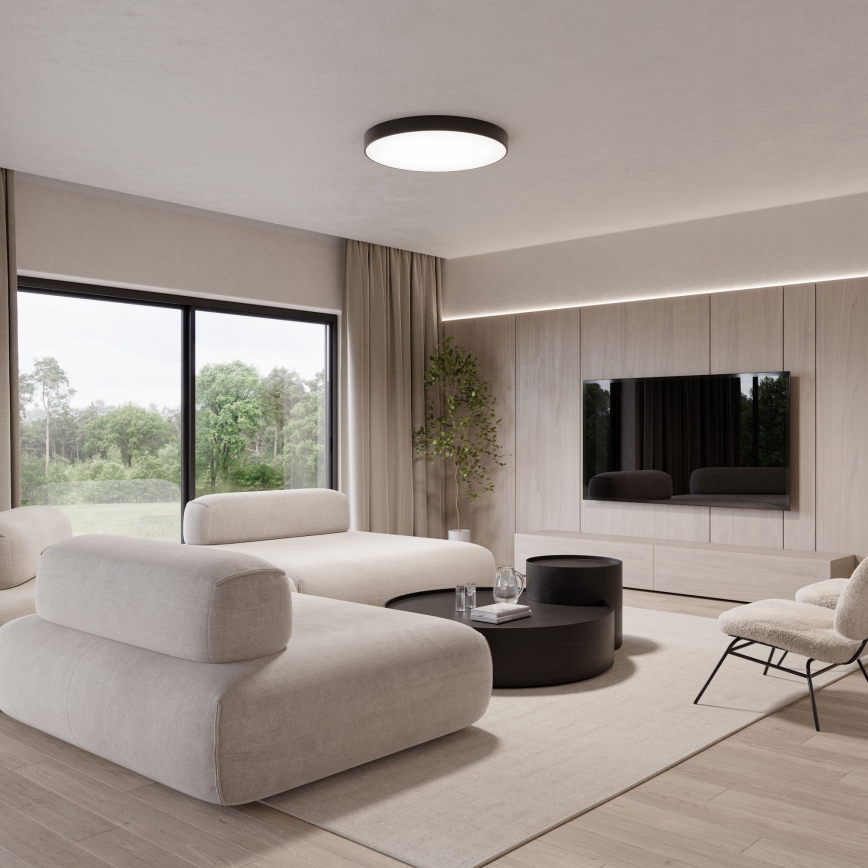 Loftlampe med bevægelses- og skumringssensor CLEO 5xE27/24W/230V Ø 60 cm sort