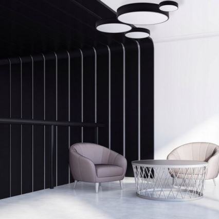 Loftlampe med bevægelses- og skumringssensor CLEO 6xE27/24W/230V Ø 80 cm sort