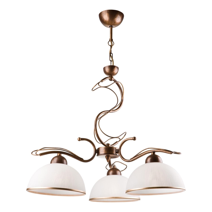 Loftlampe med stang COBRA 3xE27/60W/230V bronze/patina