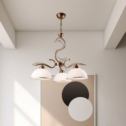 Loftlampe med stang COBRA 3xE27/60W/230V bronze/patina