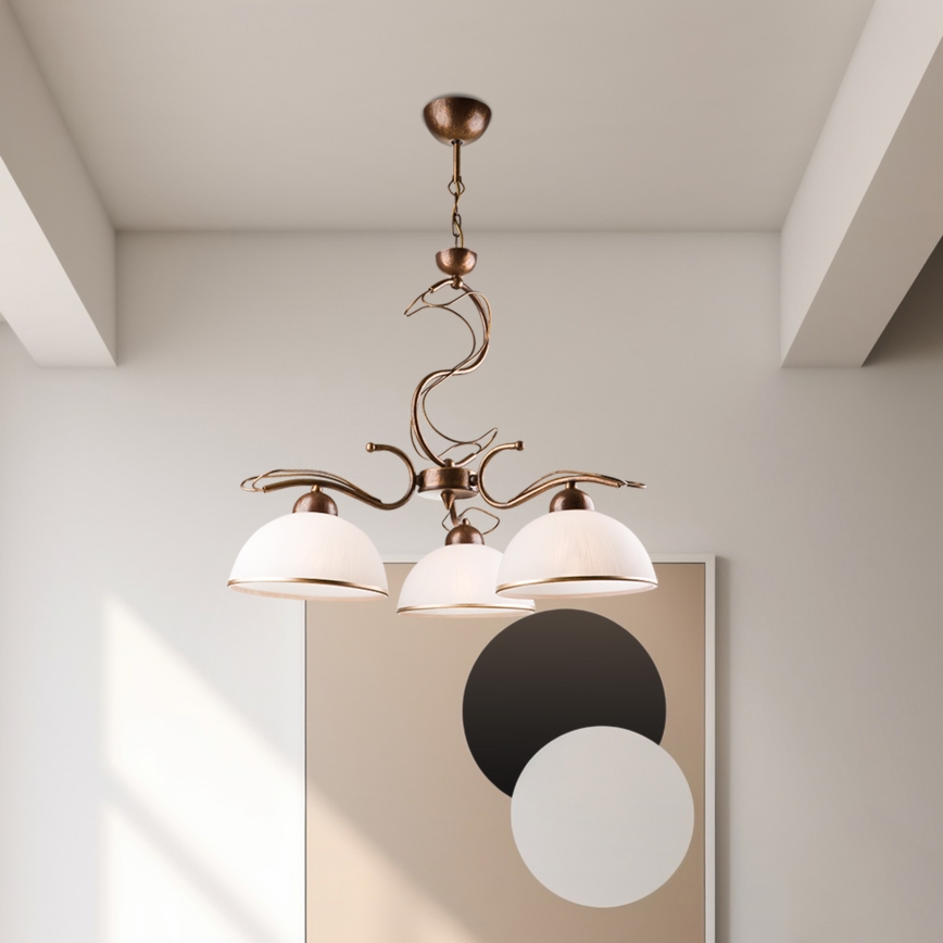 Loftlampe med stang COBRA 3xE27/60W/230V bronze/patina