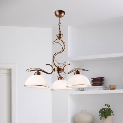 Loftlampe med stang COBRA 3xE27/60W/230V bronze/patina