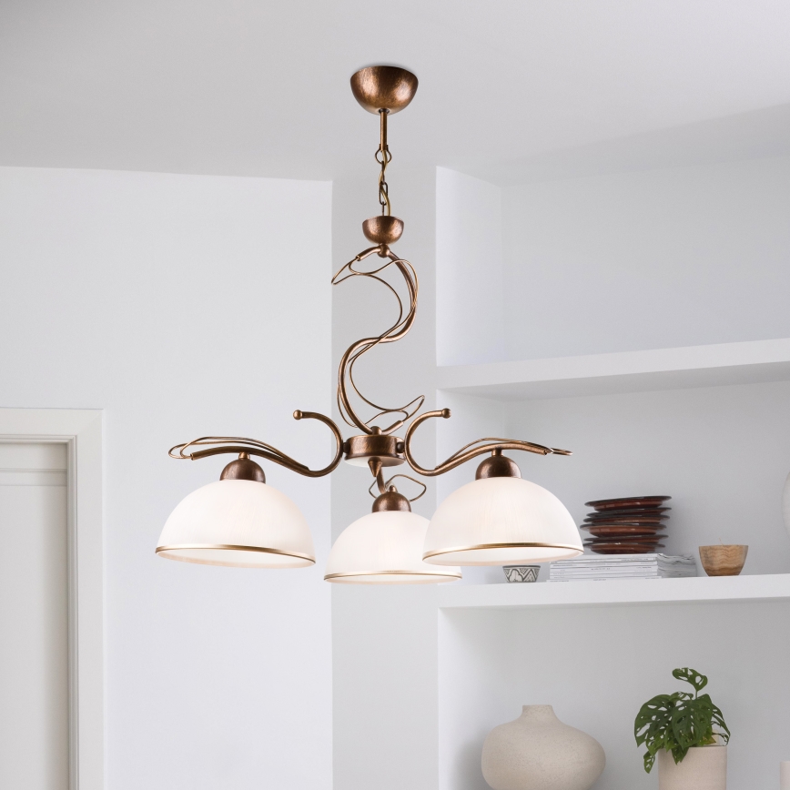 Loftlampe med stang COBRA 3xE27/60W/230V bronze/patina