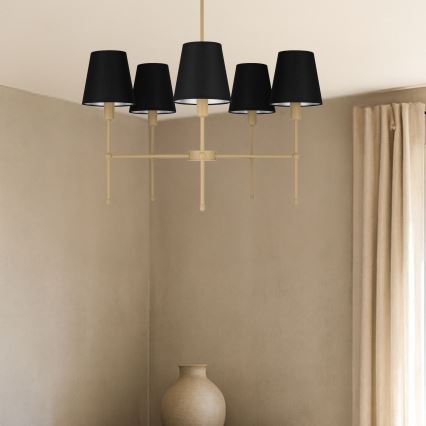 Loftlampe med stang MADELA 5xE14/40W/230V sort/beige