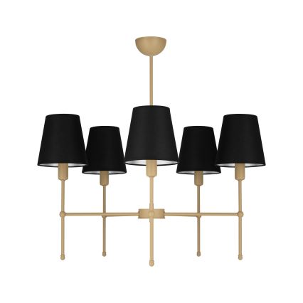 Loftlampe med stang MADELA 5xE14/40W/230V sort/beige