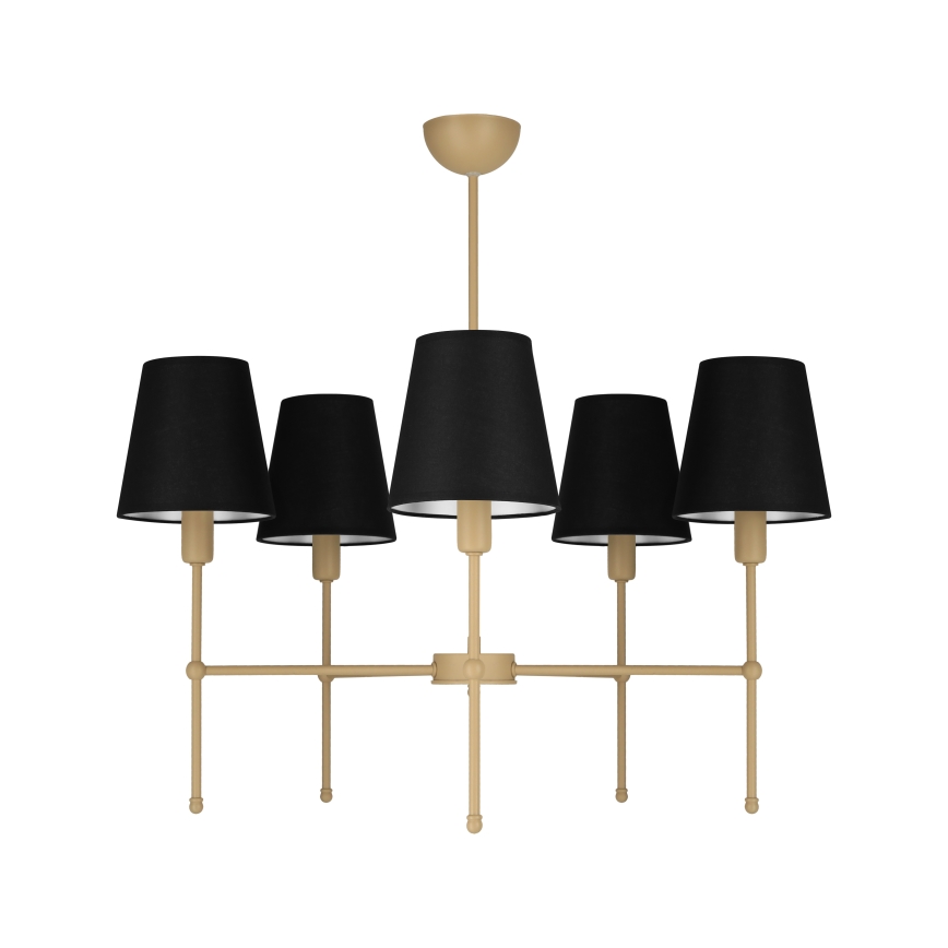 Loftlampe med stang MADELA 5xE14/40W/230V sort/beige