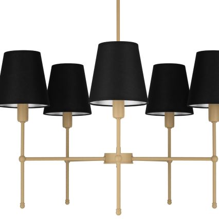 Loftlampe med stang MADELA 5xE14/40W/230V sort/beige