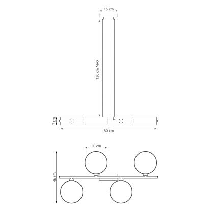 Loftlampe med wireophæng DRUMZ 4xE14/10W/230V brun