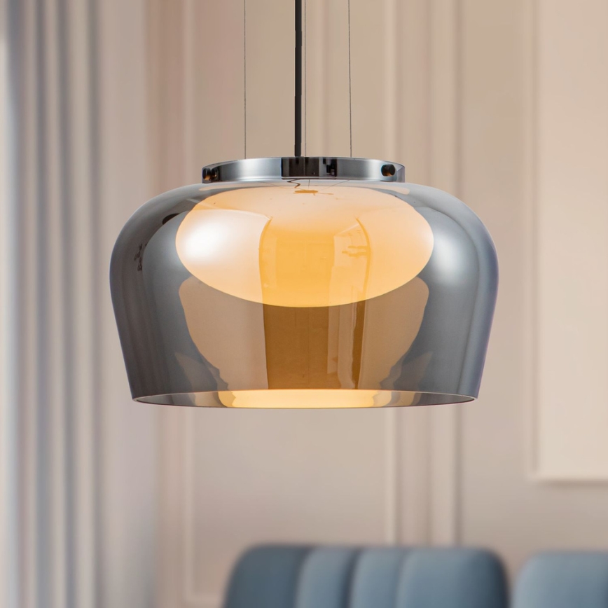 Loftlampe med wireophæng INSIEME 1xGX53/10W/230V Ø 38 cm røgfarvet sort