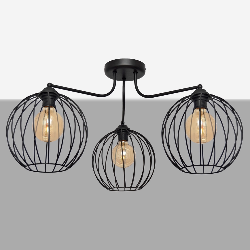 Loftlampe MERCURE 3xE27/15W/230V sort
