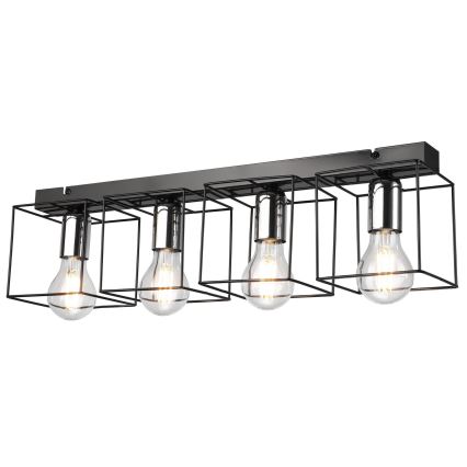 Loftlampe MIKA 4xE27/60W/230V 61 cm sort/skinnende krom