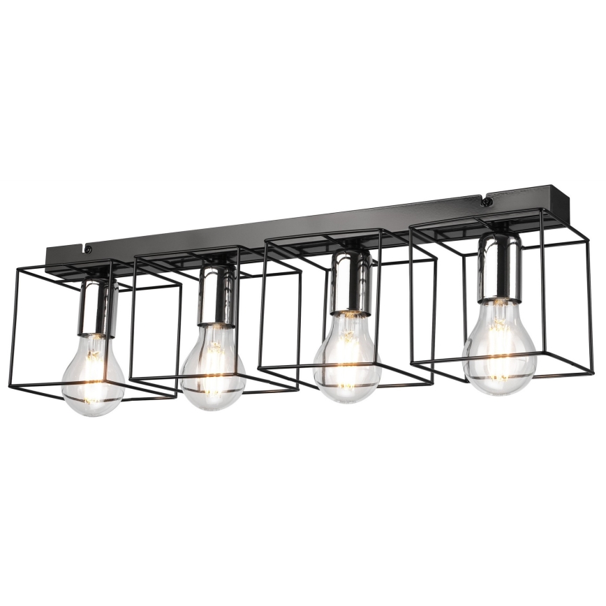Loftlampe MIKA 4xE27/60W/230V 61 cm sort/skinnende krom