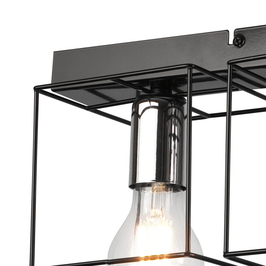 Loftlampe MIKA 4xE27/60W/230V 61 cm sort/skinnende krom