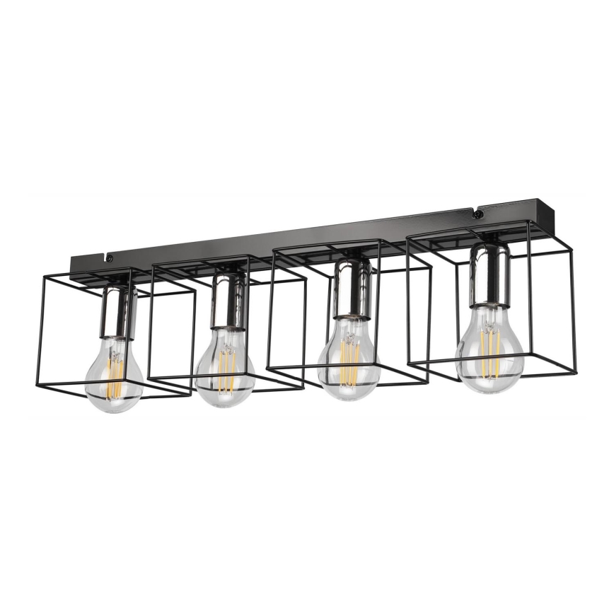 Loftlampe MIKA 4xE27/60W/230V 61 cm sort/skinnende krom