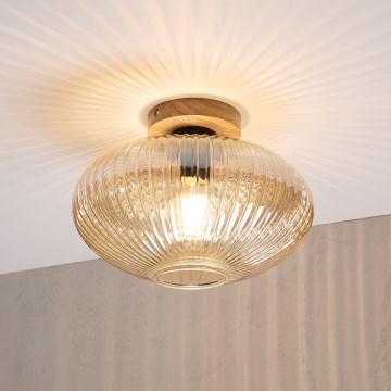 Loftlampe MILOU WOOD 1xE27/15W/230V eg/røgbeige Ø 29 cm