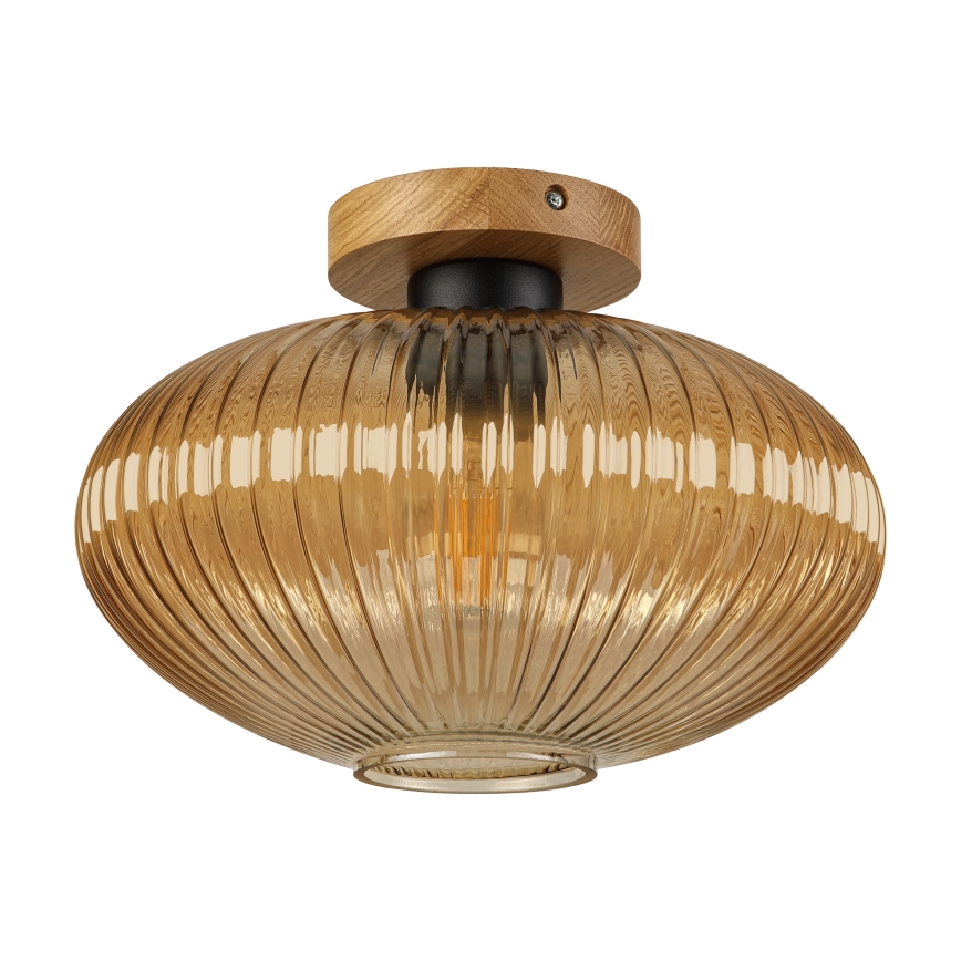 Loftlampe MILOU WOOD 1xE27/15W/230V eg/røgbeige Ø 29 cm