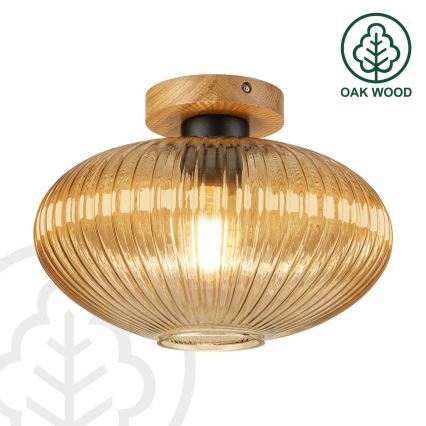 Loftlampe MILOU WOOD 1xE27/15W/230V eg/røgbeige Ø 29 cm