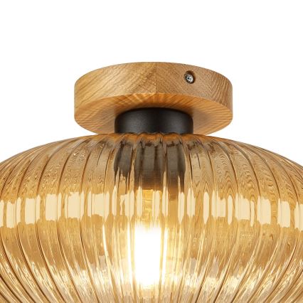 Loftlampe MILOU WOOD 1xE27/15W/230V eg/røgbeige Ø 29 cm