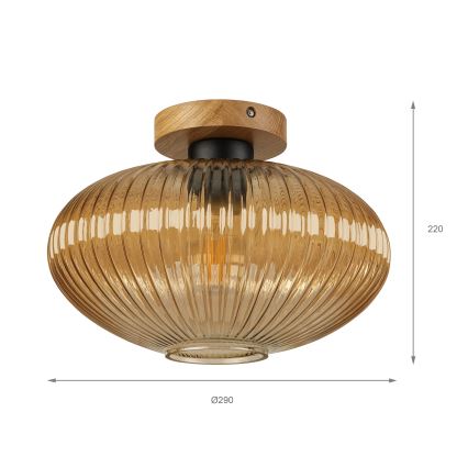 Loftlampe MILOU WOOD 1xE27/15W/230V eg/røgbeige Ø 29 cm