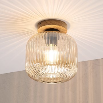 Loftlampe MILOU WOOD 1xE27/15W/230V eg/røget beige Ø 20 cm